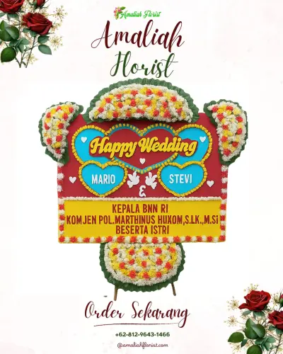 Karangan Papan Bunga Pernikahan di Suwug
